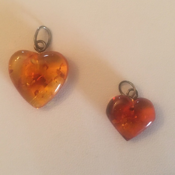 Genuine Amber Heart Pendants - Picture 1 of 3